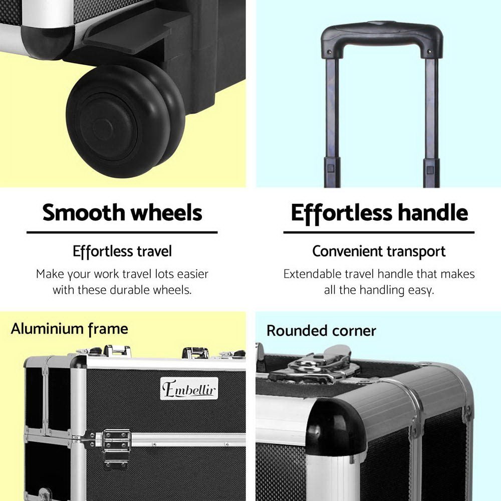 7 in 1 Portable Makeup Trolley | Embellir Cosmetic Beauty | Black