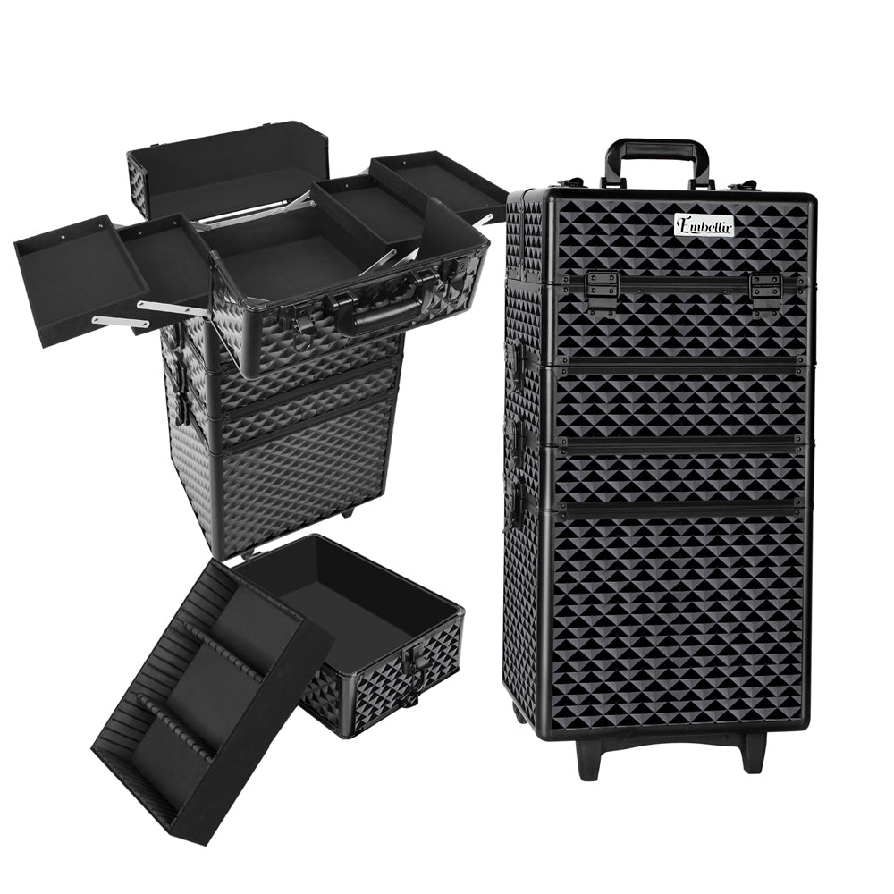 Embellir 7 in 1 Portable Cosmetic Beauty Makeup Trolley | Diamond Black