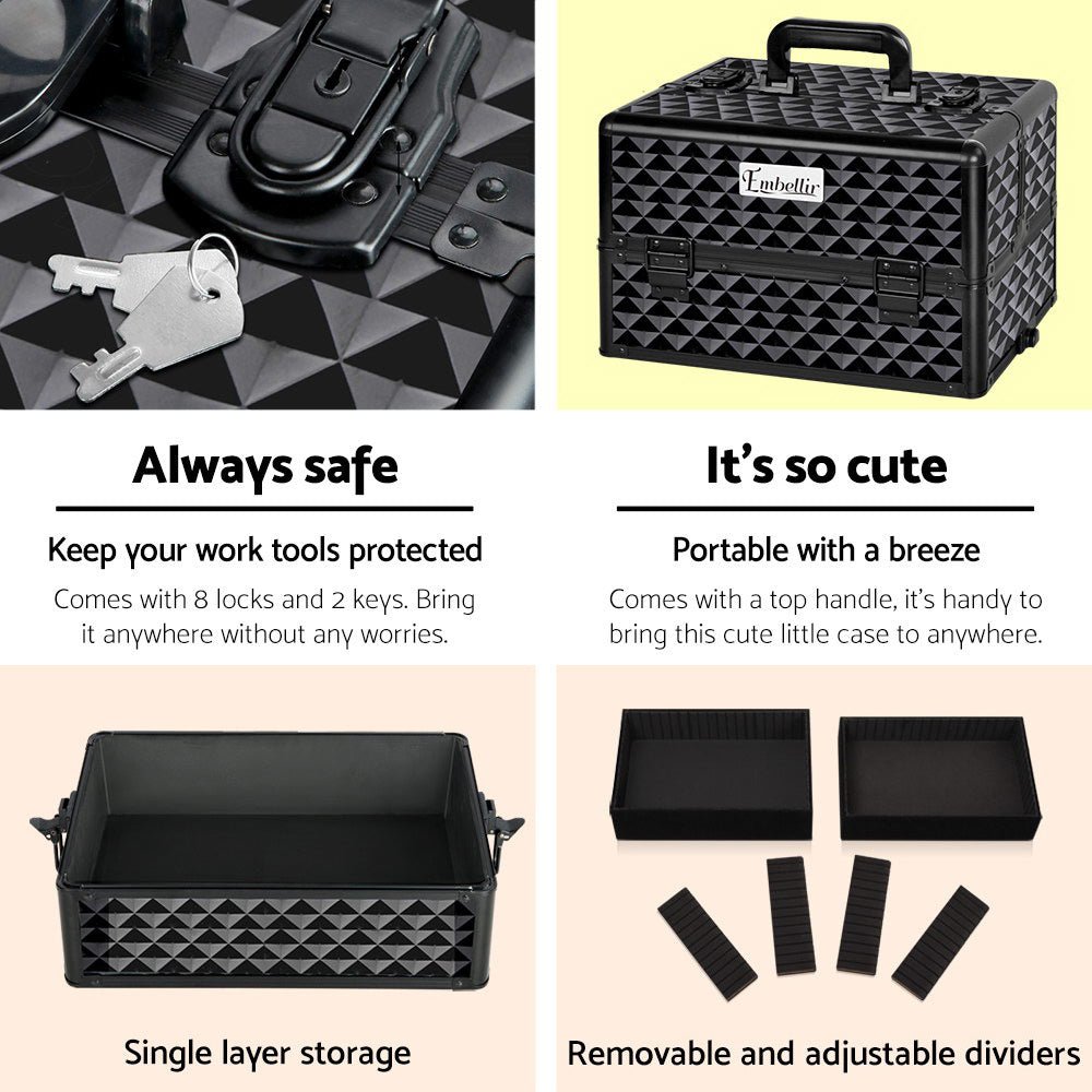 Embellir 7 in 1 Portable Cosmetic Beauty Makeup Trolley | Diamond Black