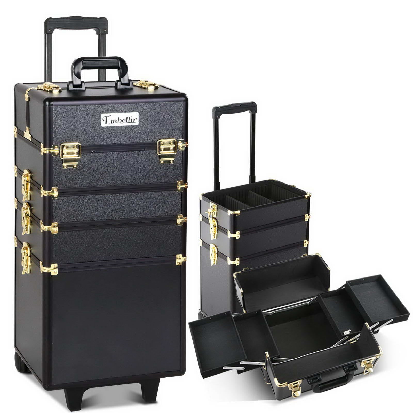 7 in 1 Portable Makeup Trolley | Embellir Cosmetic Beauty | Black & Gold