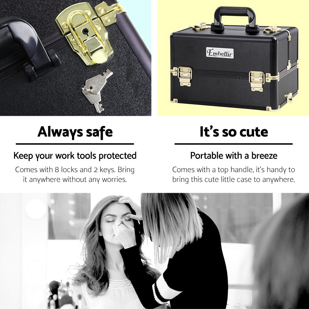 7 in 1 Portable Makeup Trolley | Embellir Cosmetic Beauty | Black & Gold