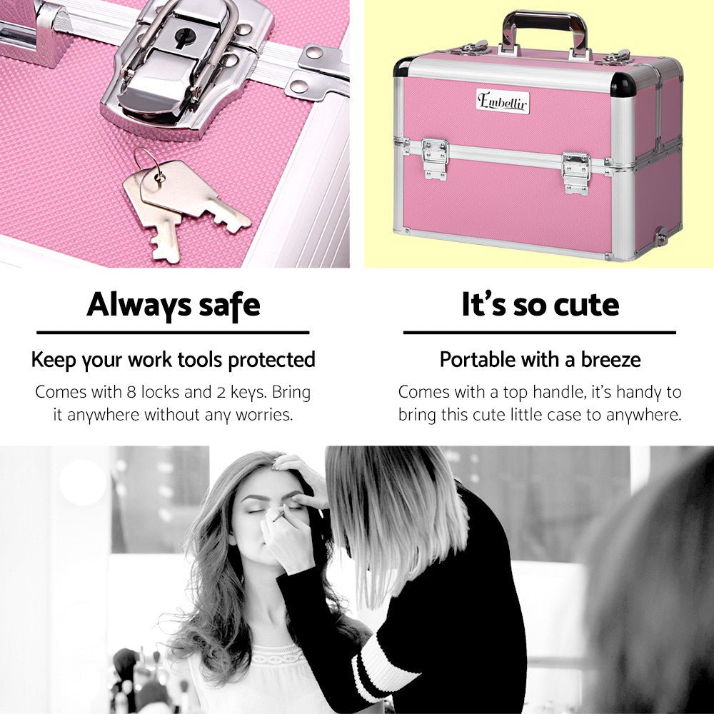Makeup Case | Embellir Beauty Cosmetic Organiser Travel Portable Box Trolley Vanity