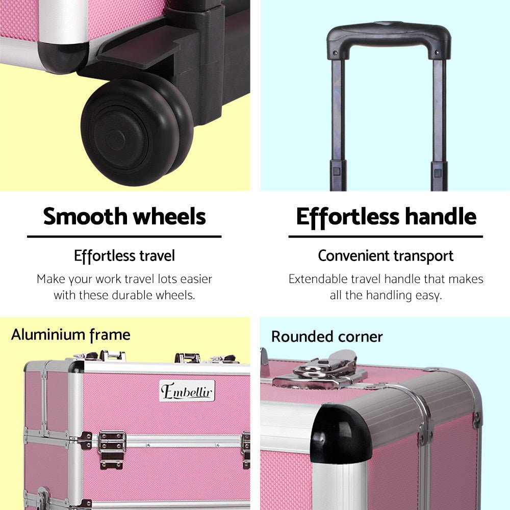 Makeup Case | Embellir Beauty Cosmetic Organiser Travel Portable Box Trolley Vanity