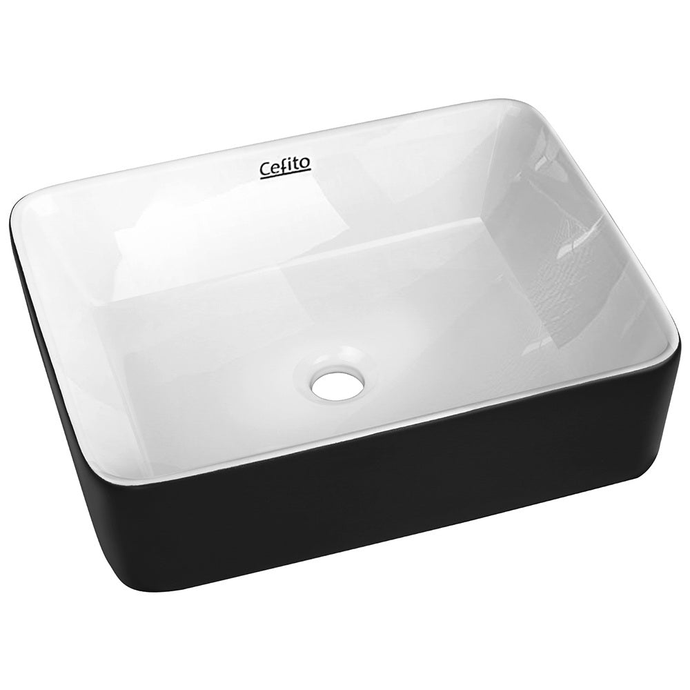 Cefito Ceramic Bathroom Basin Sink - Black/White | Above Counter