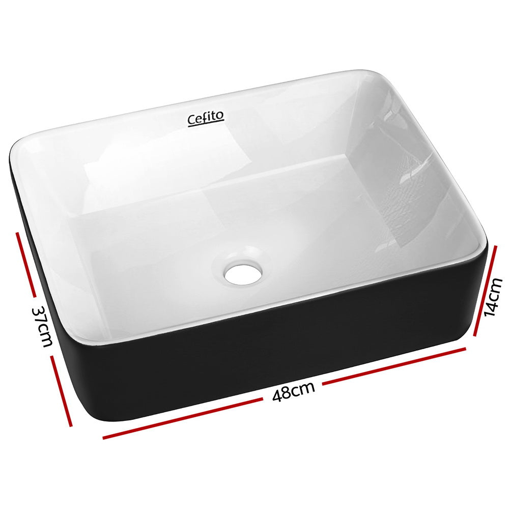 Cefito Ceramic Bathroom Basin Sink - Black/White | Above Counter