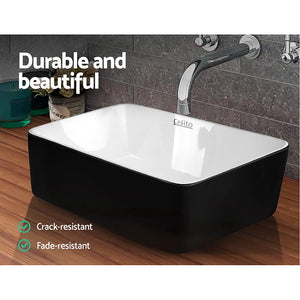 Cefito Ceramic Bathroom Basin Sink - Black/White | Above Counter