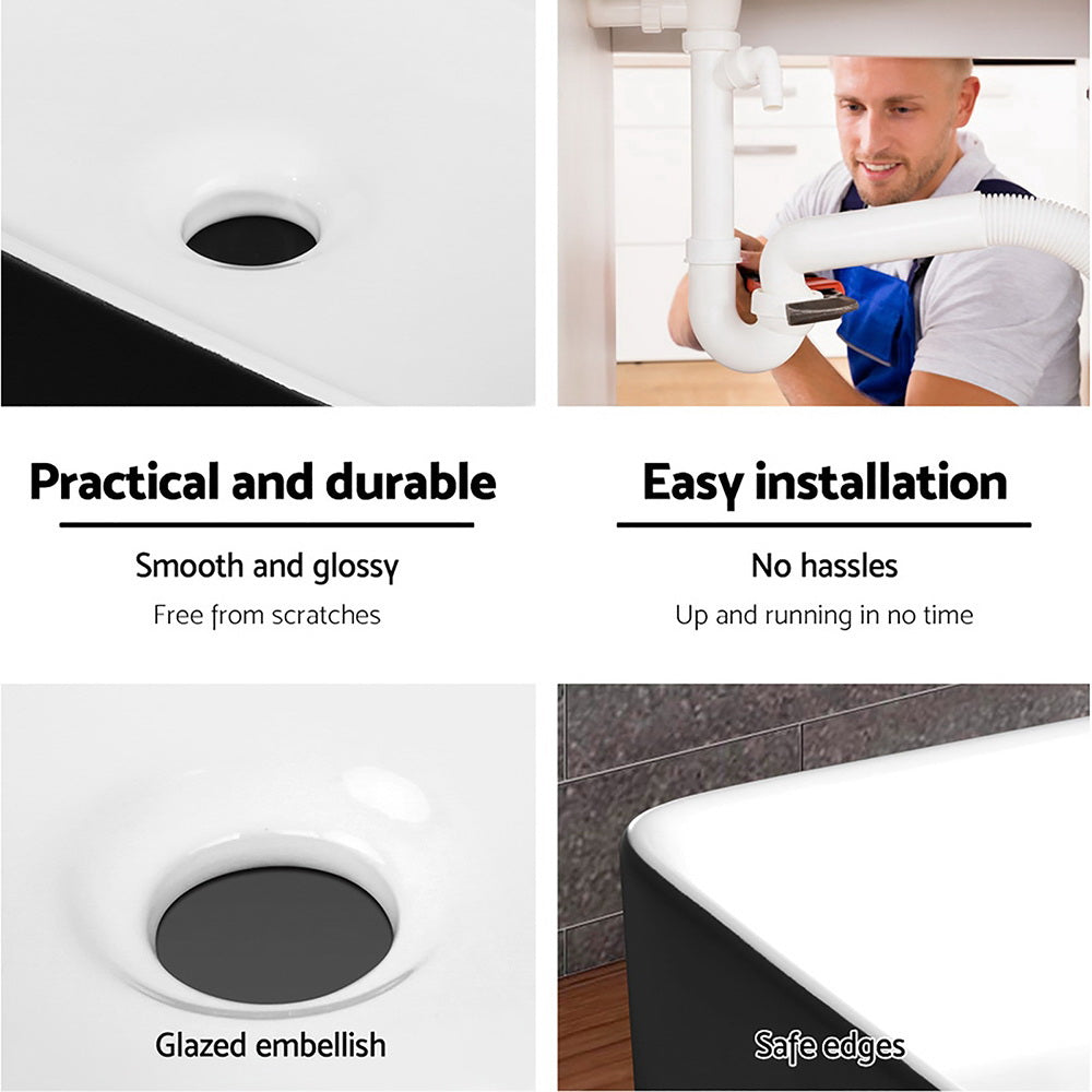 Cefito Ceramic Bathroom Basin Sink - Black/White | Above Counter