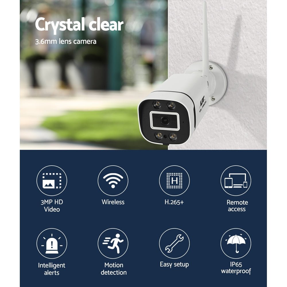 UL-tech 3MP Wireless CCTV Security Camera System | WiFi Outdoor Home | 2 Cameras Set