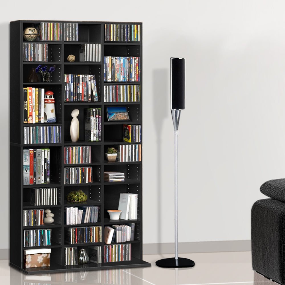 Artiss Adjustable Book Storage Shelf Rack Unit - Black - The Hippie House