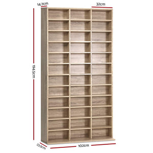 528 DVD / 1116 CD Oak Storage Media Rack Shelf