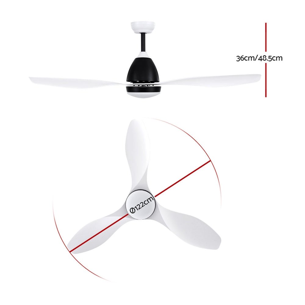 48'' Ceiling Fan Light & Remote | White | 3 Blades