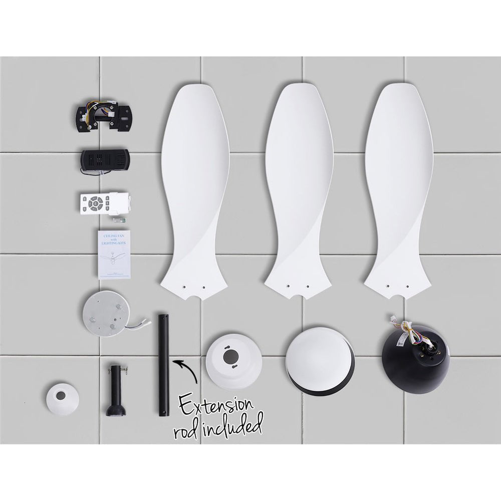 48'' Ceiling Fan Light & Remote | White | 3 Blades