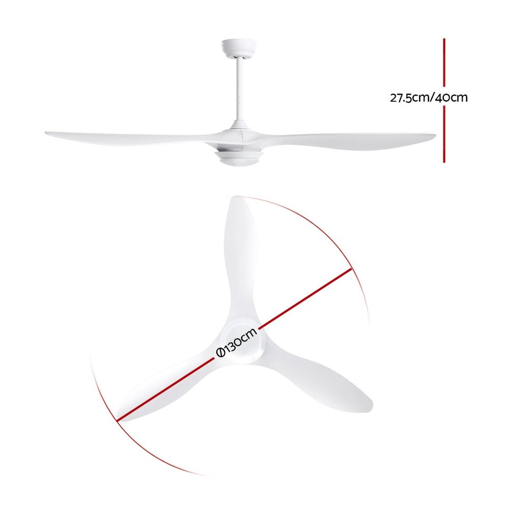 52'' Ceiling Fan with Light & Remote DC Motor | 3 Blades | 1300mm
