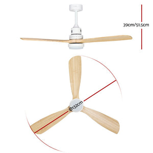 Devanti 52'' Ceiling Fan LED Light Remote Control Wooden Blades Timer Fans