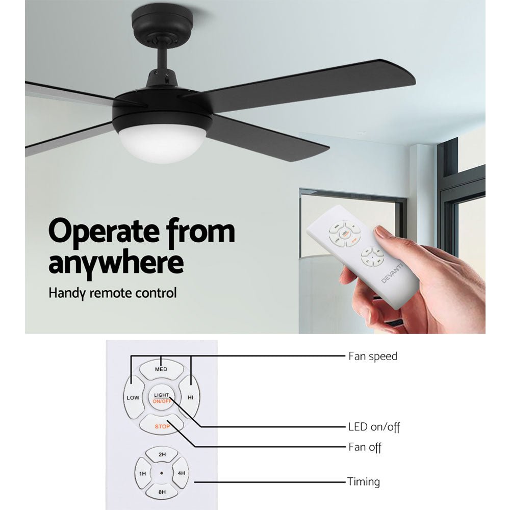 52'' Ceiling Fan w/Light & Remote | Black