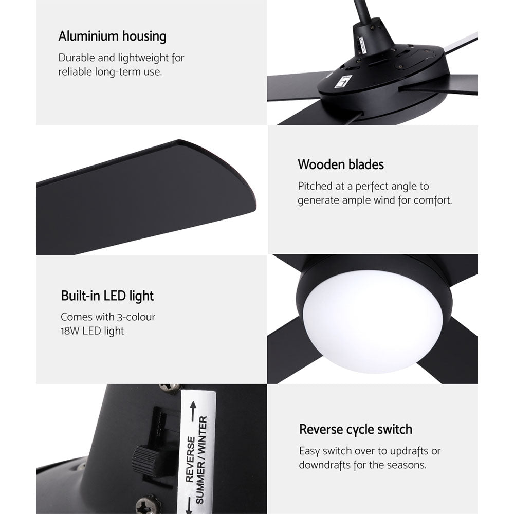 52'' Ceiling Fan w/Light & Remote | Black