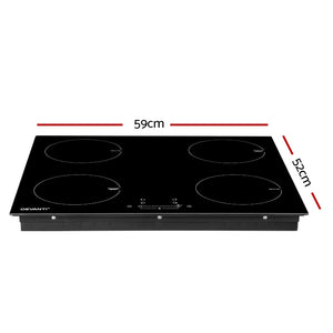 Devanti Electric Induction Cooktop | 60cm Ceramic | 4 Zones Stove Cook Top | Hot Plate