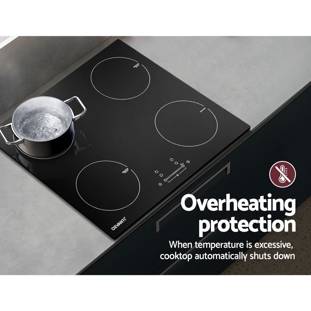 Devanti Electric Induction Cooktop | 60cm Ceramic | 4 Zones Stove Cook Top | Hot Plate