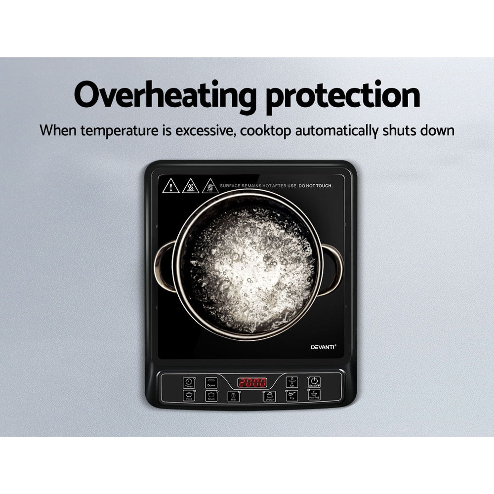 Electric Induction Cooktop | Portable Cook Top Ceramic Kitchen Hot Plate | Devanti