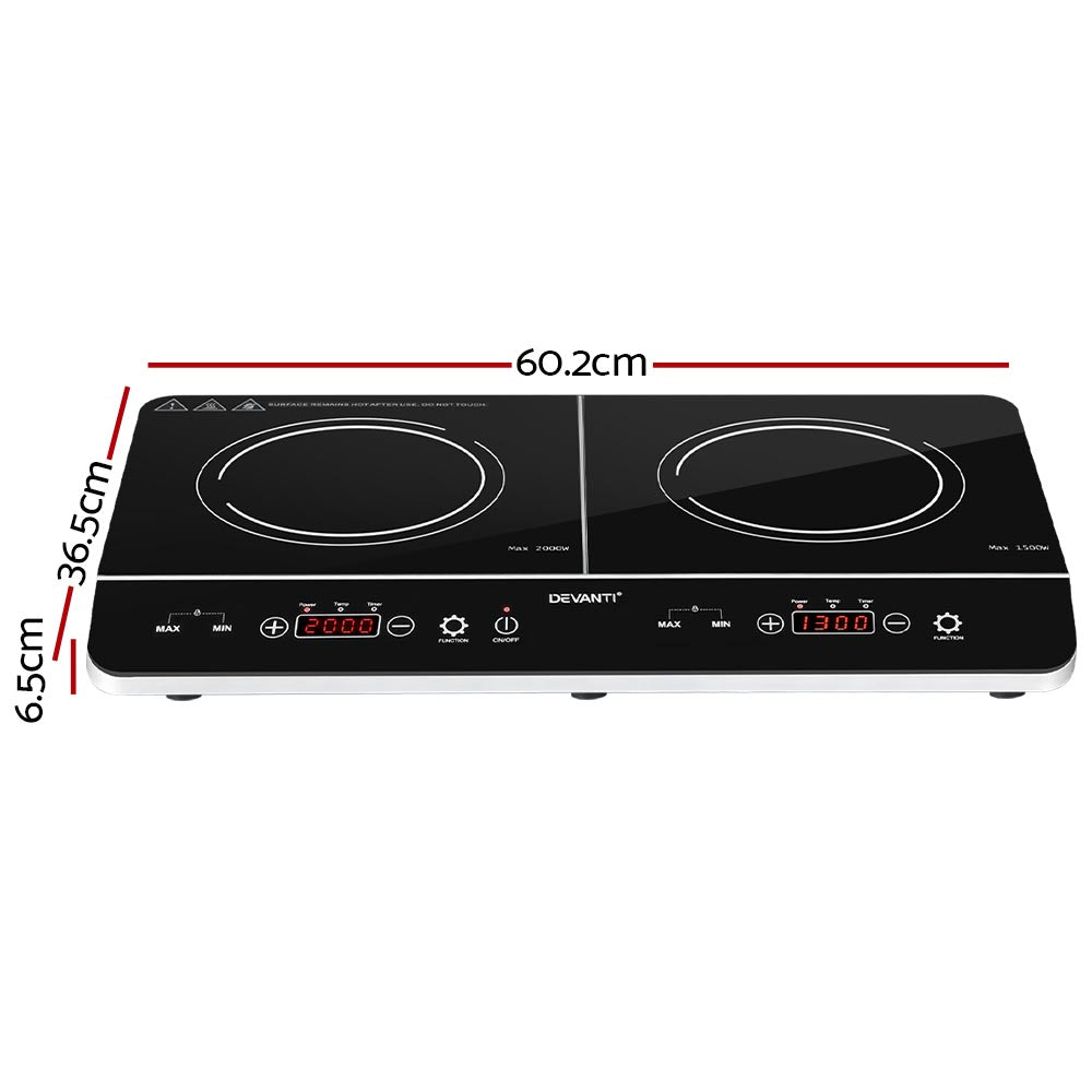 Devanti Electric Induction Cooktop | 60cm Portable Kitchen Ceramic Glass Cooker
