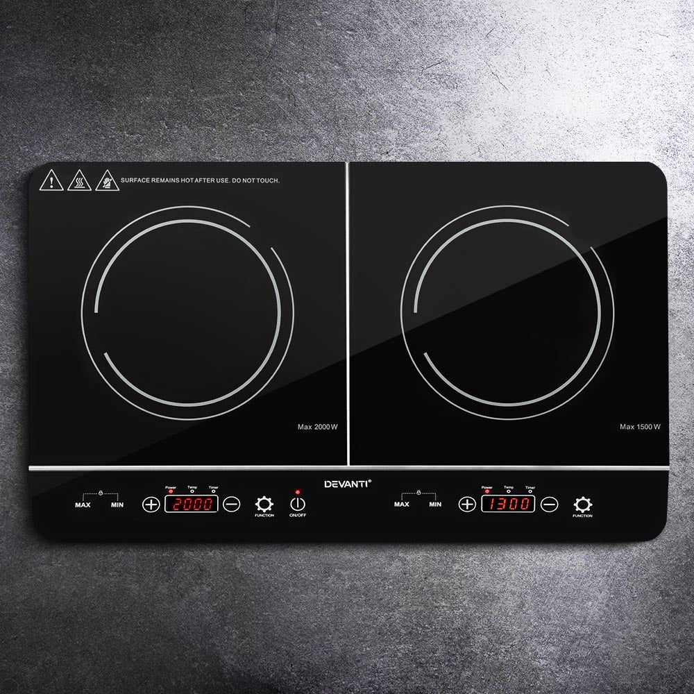 Devanti Electric Induction Cooktop | 60cm Portable Kitchen Ceramic Glass Cooker