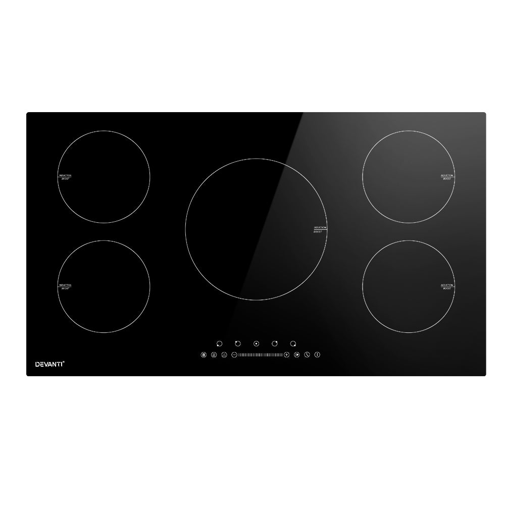 Devanti Induction Cooktop | 90cm Electric Cooker Ceramic | 5 Zones Stove Hot Plate