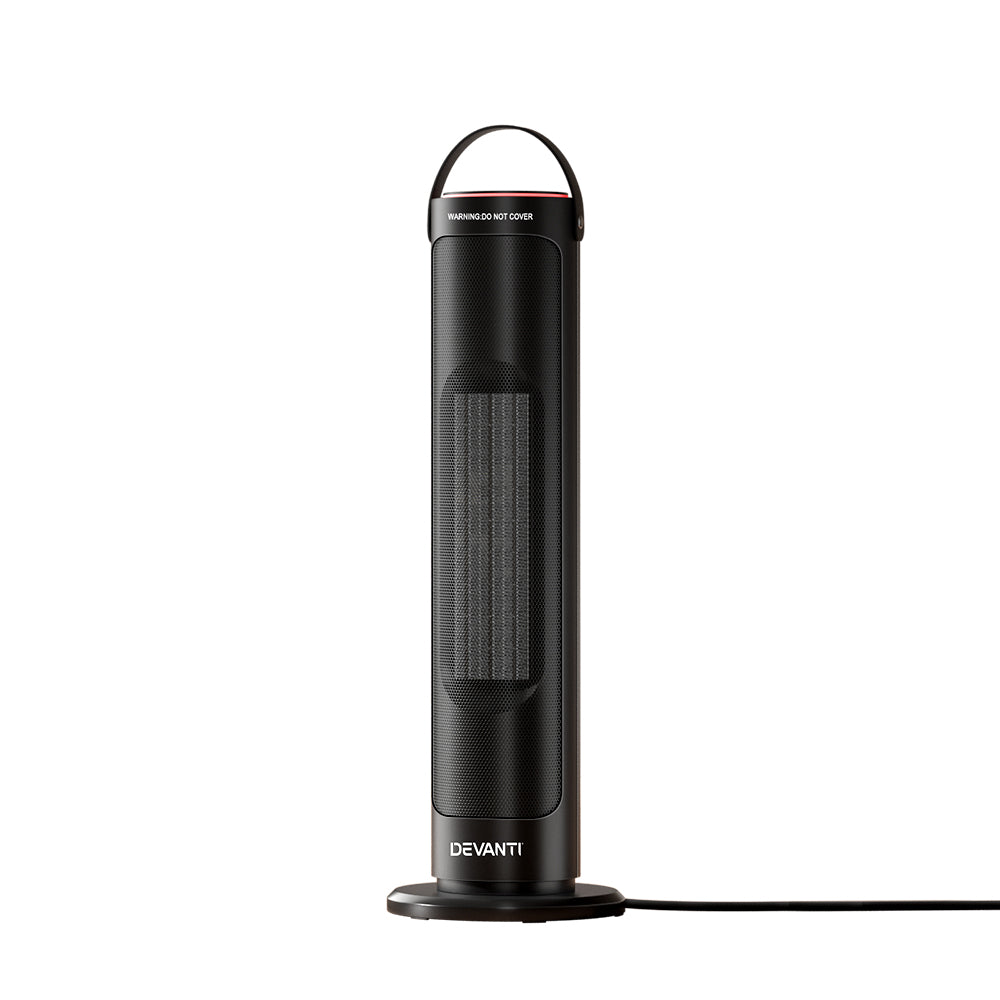Devanti Ceramic Tower Heater | Electric Portable Oscillating Remote Control - 2000W