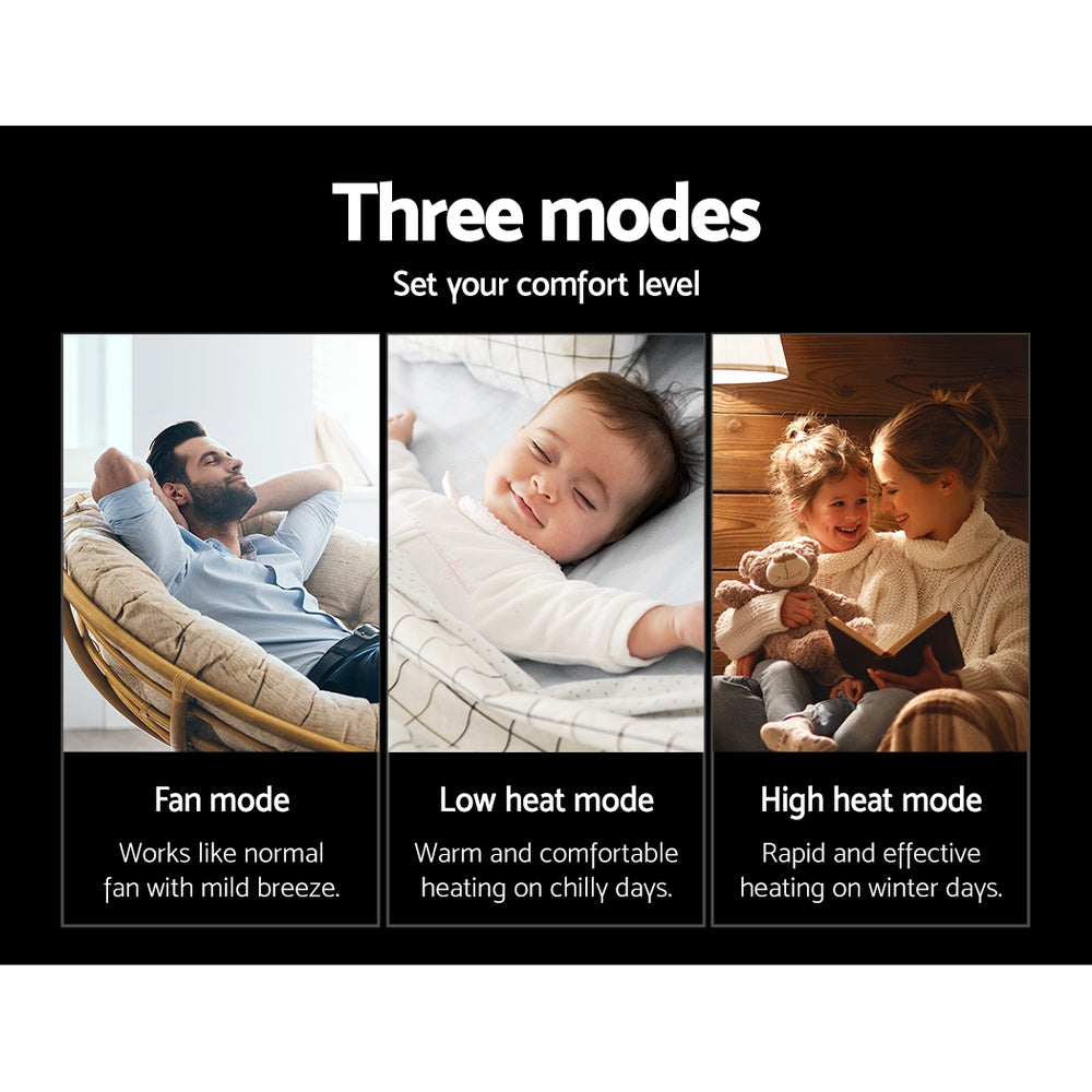 Devanti Electric Ceramic Tower Heater | 3D Flame Oscillating Remote Control - 2000W