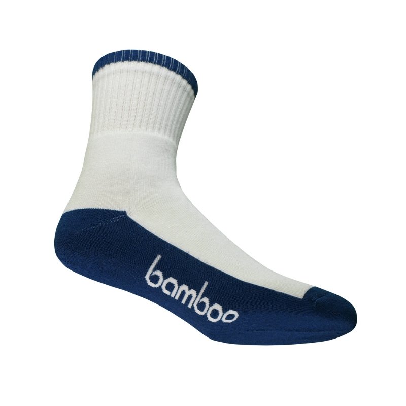 Crew Sport White/Dark Blue Bamboo Socks - Men's 4-6