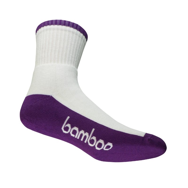 Crew Sport White/Purple Bamboo Socks - Men's 4-6