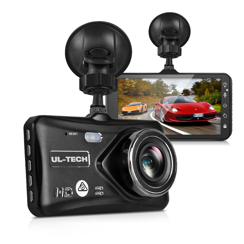 UL Tech 4 Inch Dual Camera Dash Camera - Black | High-Quality Dash Cam