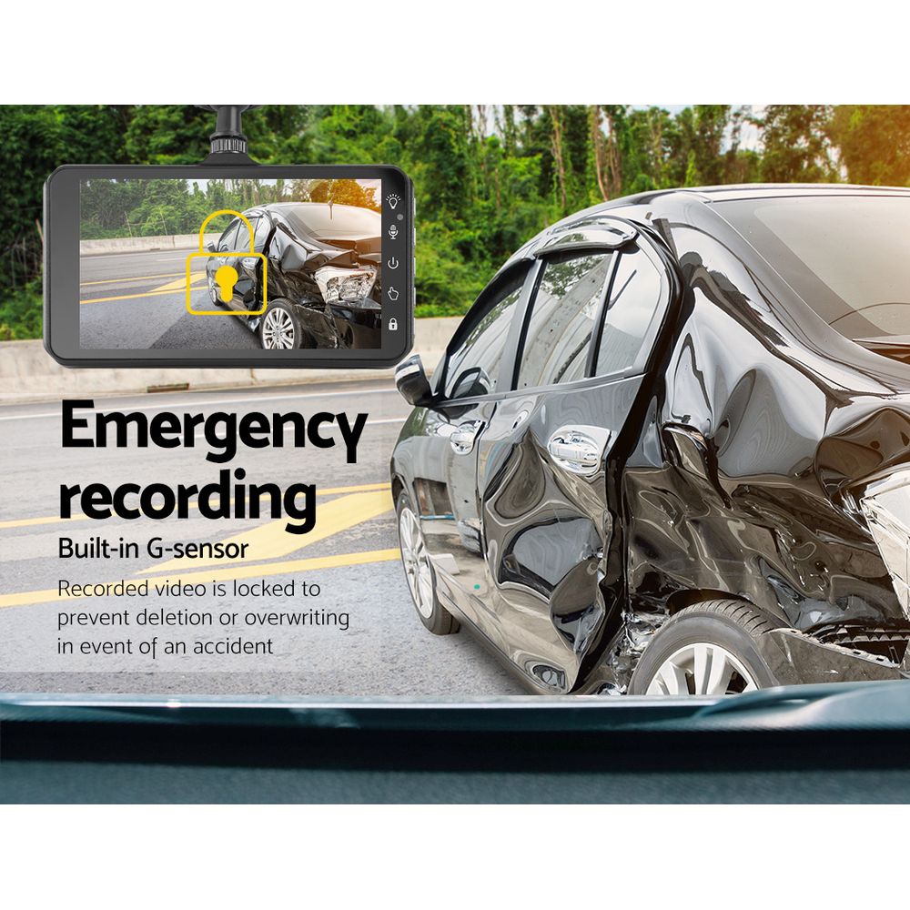 UL Tech 4 Inch Dual Camera Dash Camera - Black | High-Quality Dash Cam