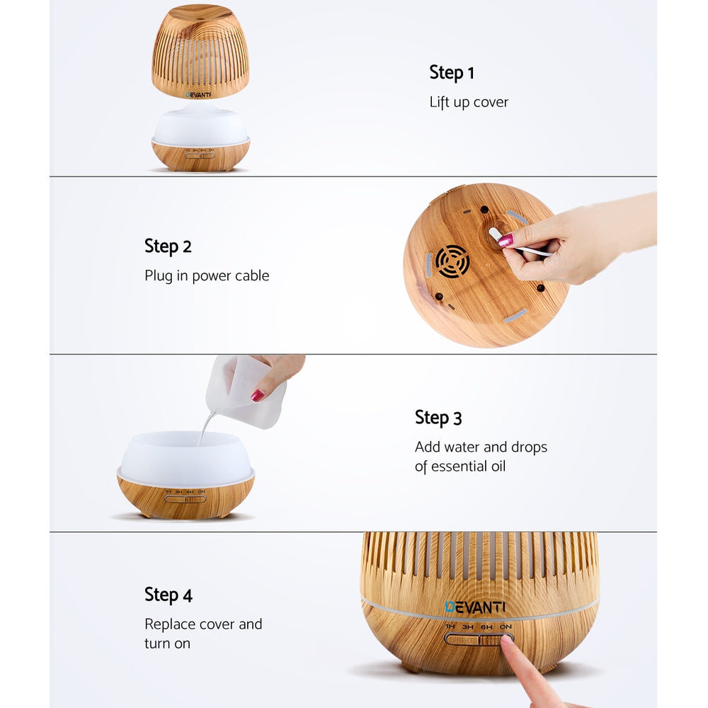 Devanti LED Aromatherapy Diffuser | 400ml Essential Oil Humidifier