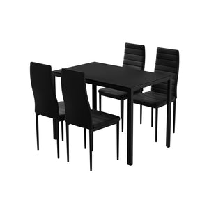 Artiss Dining Chairs and Table Dining Set 4 Chair Set Of 5 Wooden Top Black