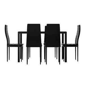 Artiss Dining Chairs and Table Dining Set 6 Chair Set Of 7 Wooden Top Black