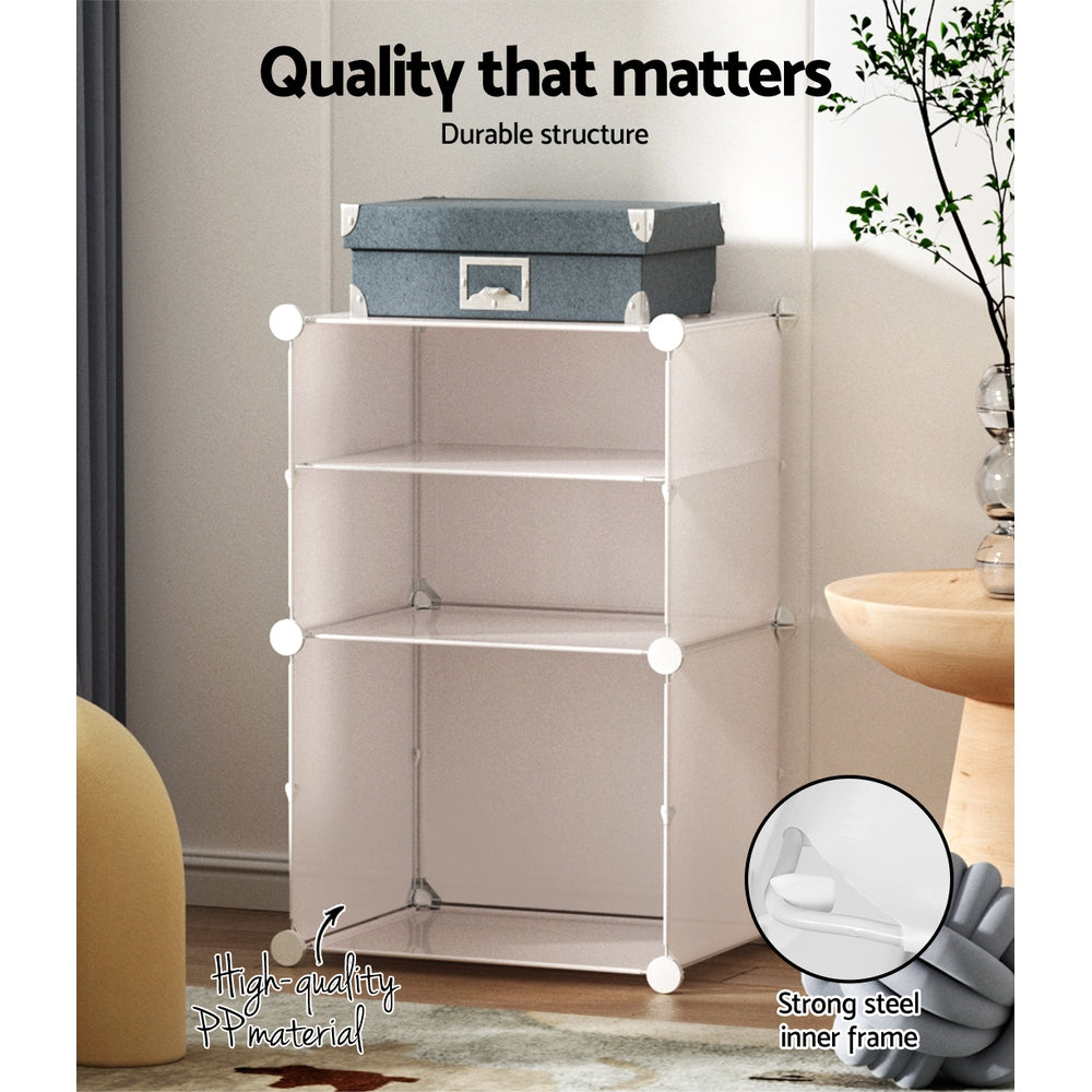 Artiss Shoe Cabinet DIY Shoe Box | White Storage Cube Portable Organiser Stand