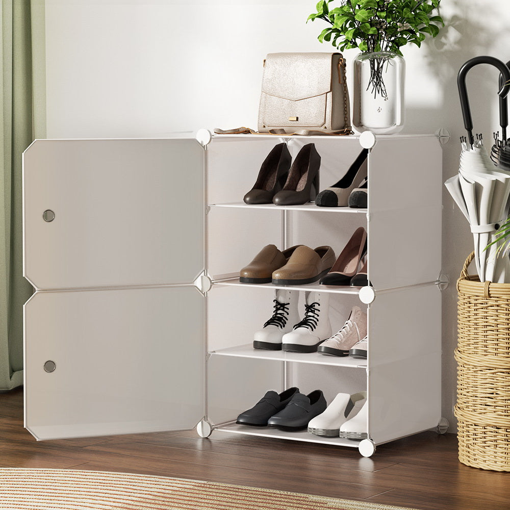 Artiss Shoe Cabinet DIY Shoe Box | White Storage Cube Portable Organiser Stand