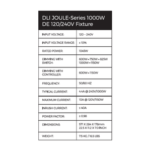 DLI Joule-Series DE HPS Fixture - 1000W