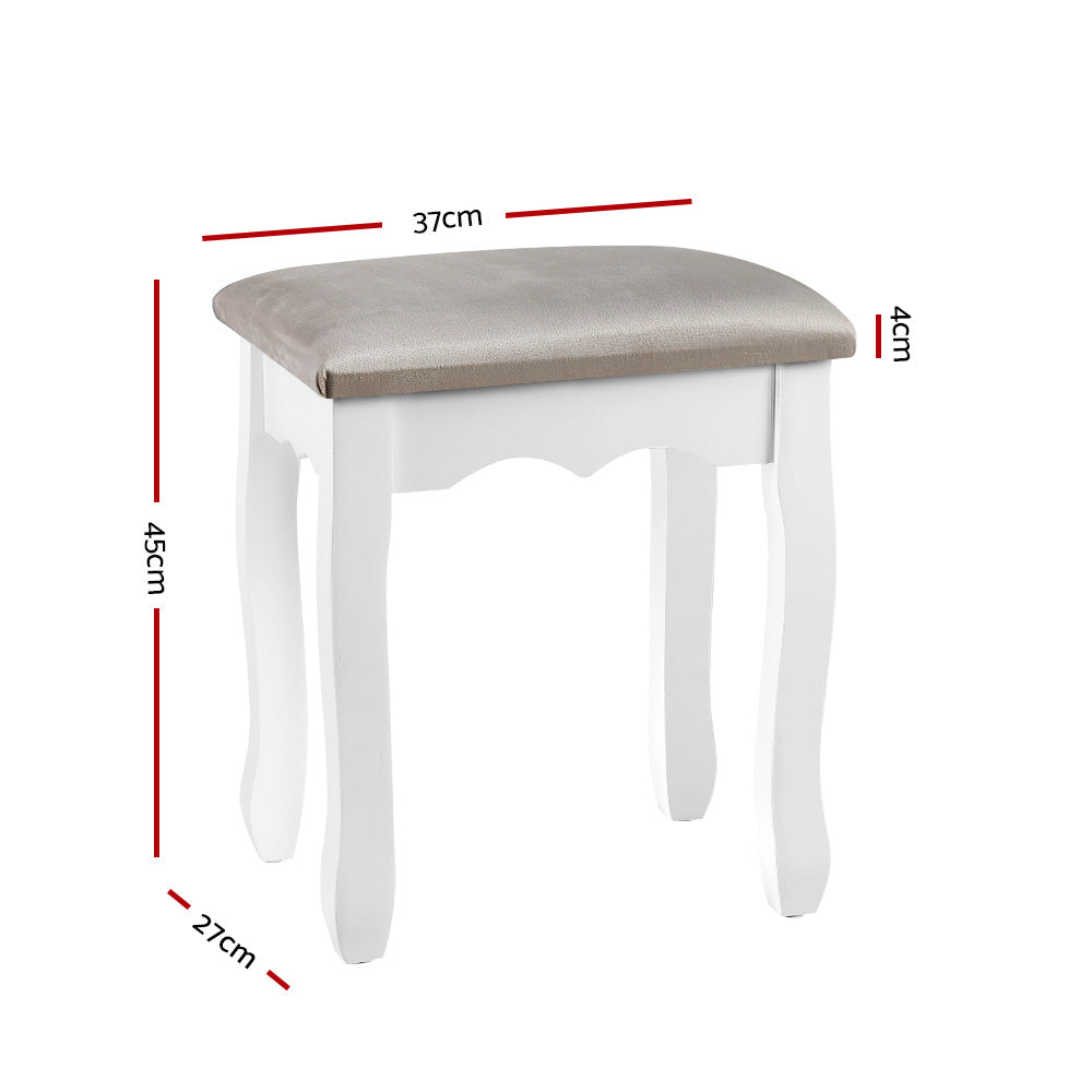 Grey Velvet Dressing / Make Up Stool