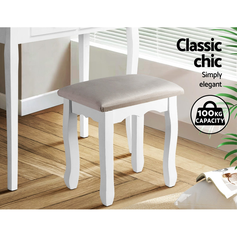 Grey Velvet Dressing / Make Up Stool