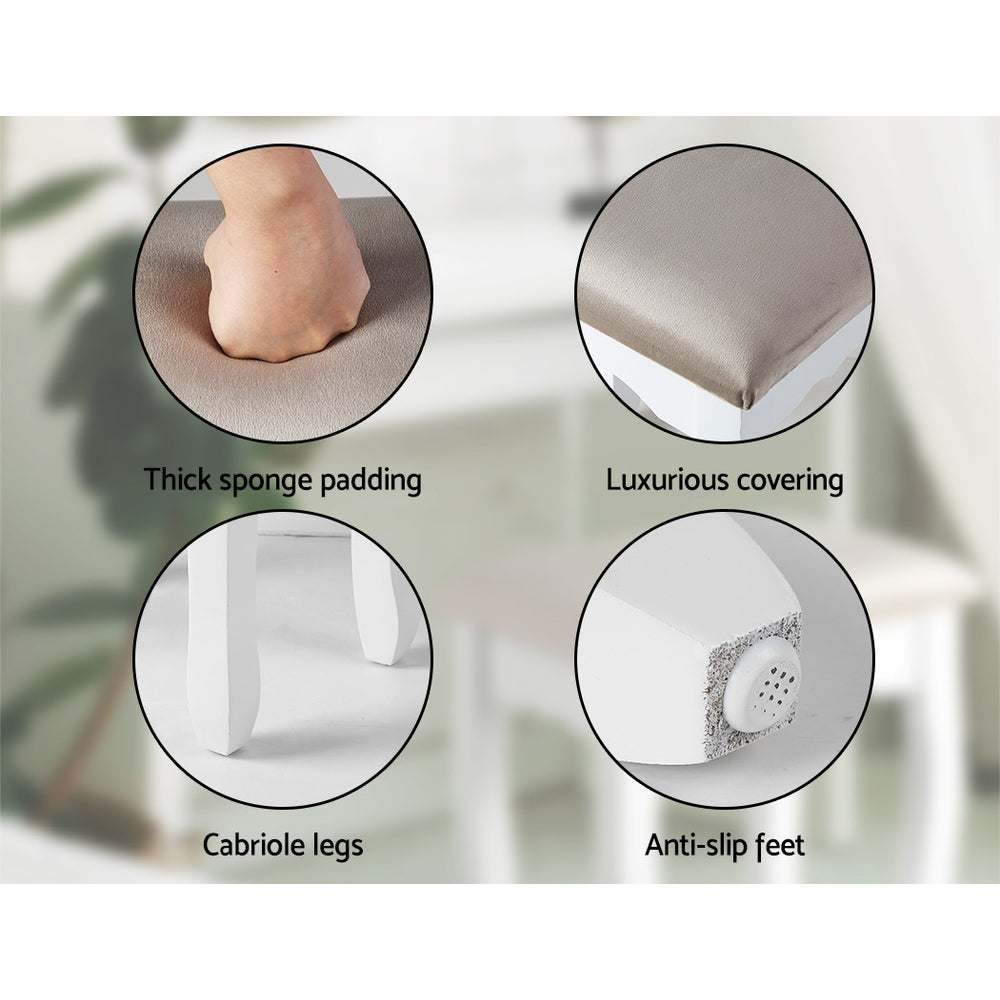 Grey Velvet Dressing / Make Up Stool