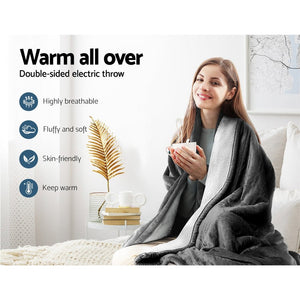 Giselle Electric Heated Rug | Washable | Snuggle | Flannel | Grey