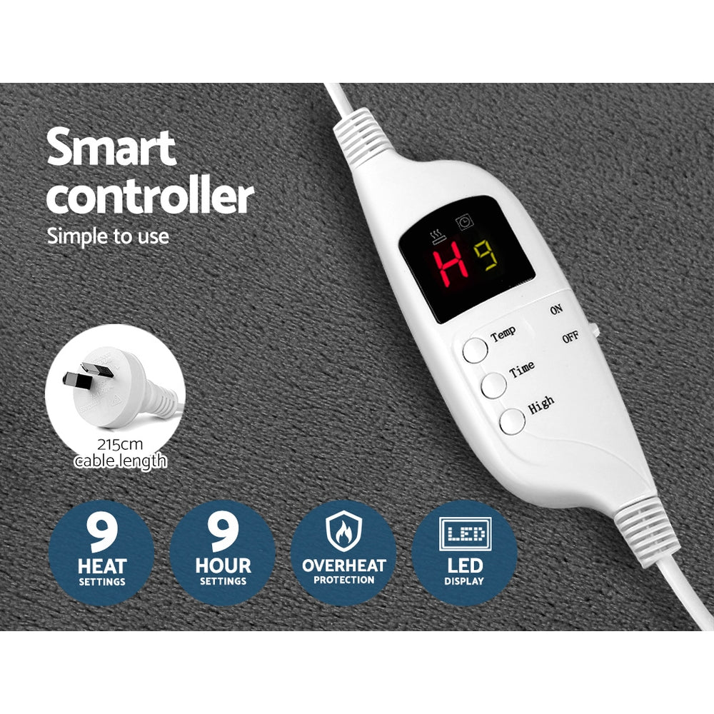 Giselle Electric Heated Rug | Washable | Snuggle | Flannel | Grey