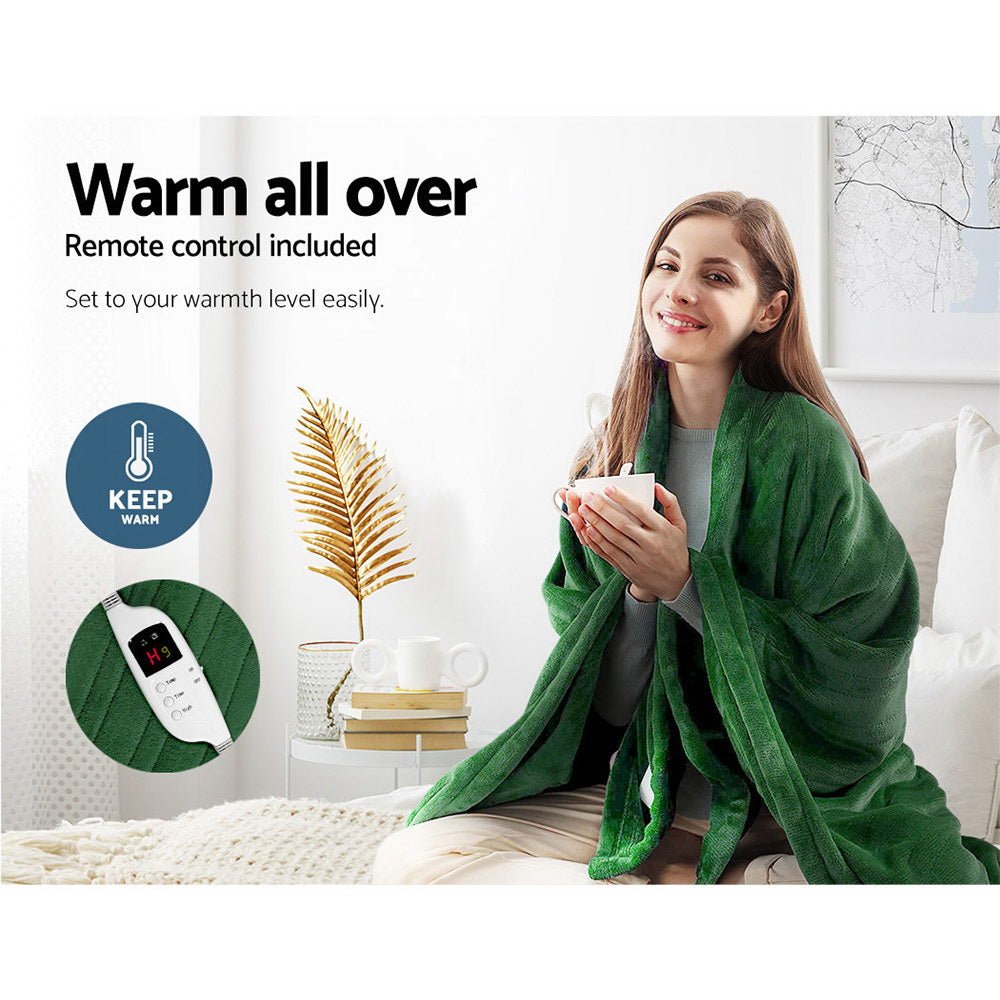 Giselle Electric Heated Blanket | Washable Snuggle Flannel (Green)