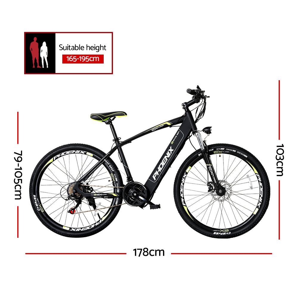 Phoenix 27.5" Electric Mountain Bike | Motorized Bicycle | City eBike Battery
