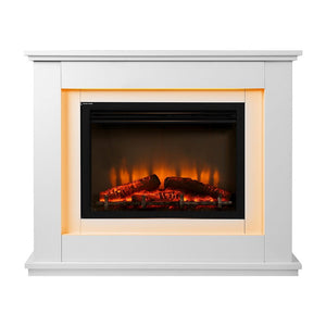 White Electric Fireplace Heater With Flame Effect