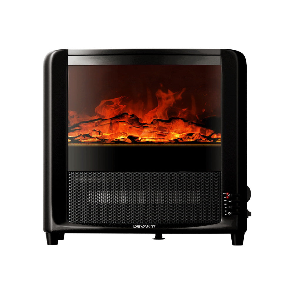 Devanti Electric Fireplace - 3D Flame Effect Heater | Portable 2000W