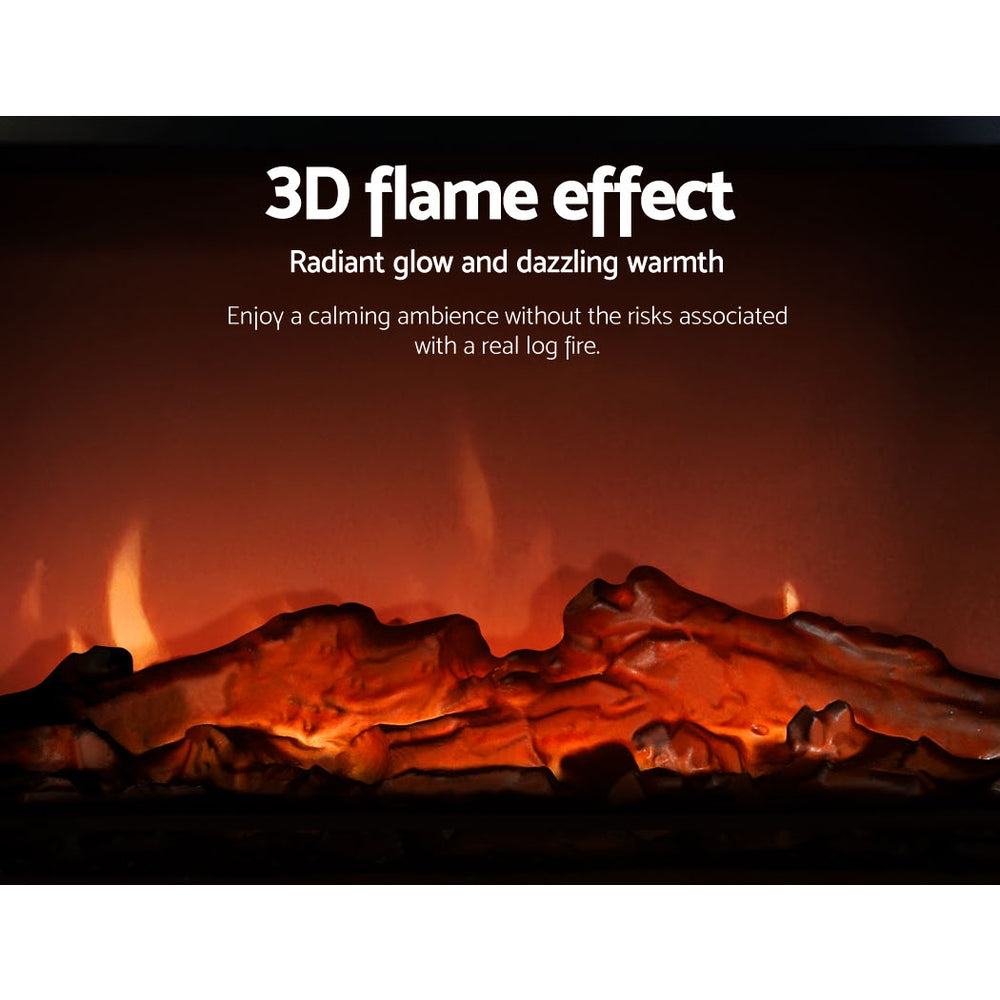 Devanti Electric Fireplace - 3D Flame Effect Heater | Portable 2000W