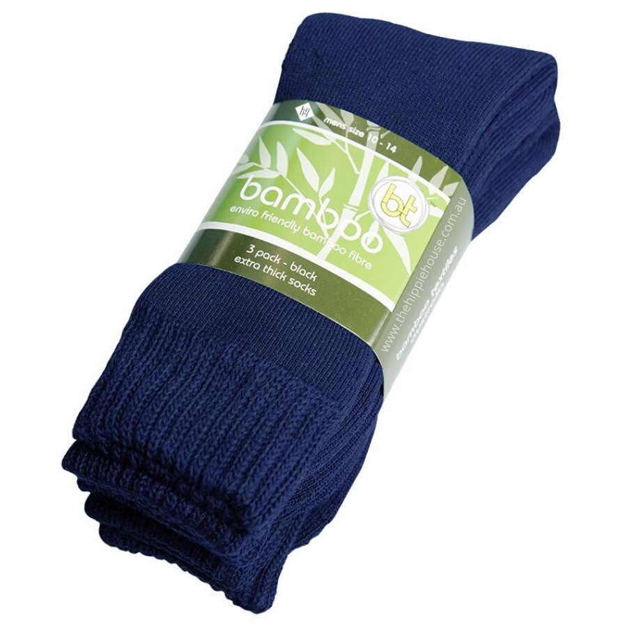 Extra Thick Blue Bamboo Socks - 3 Pack