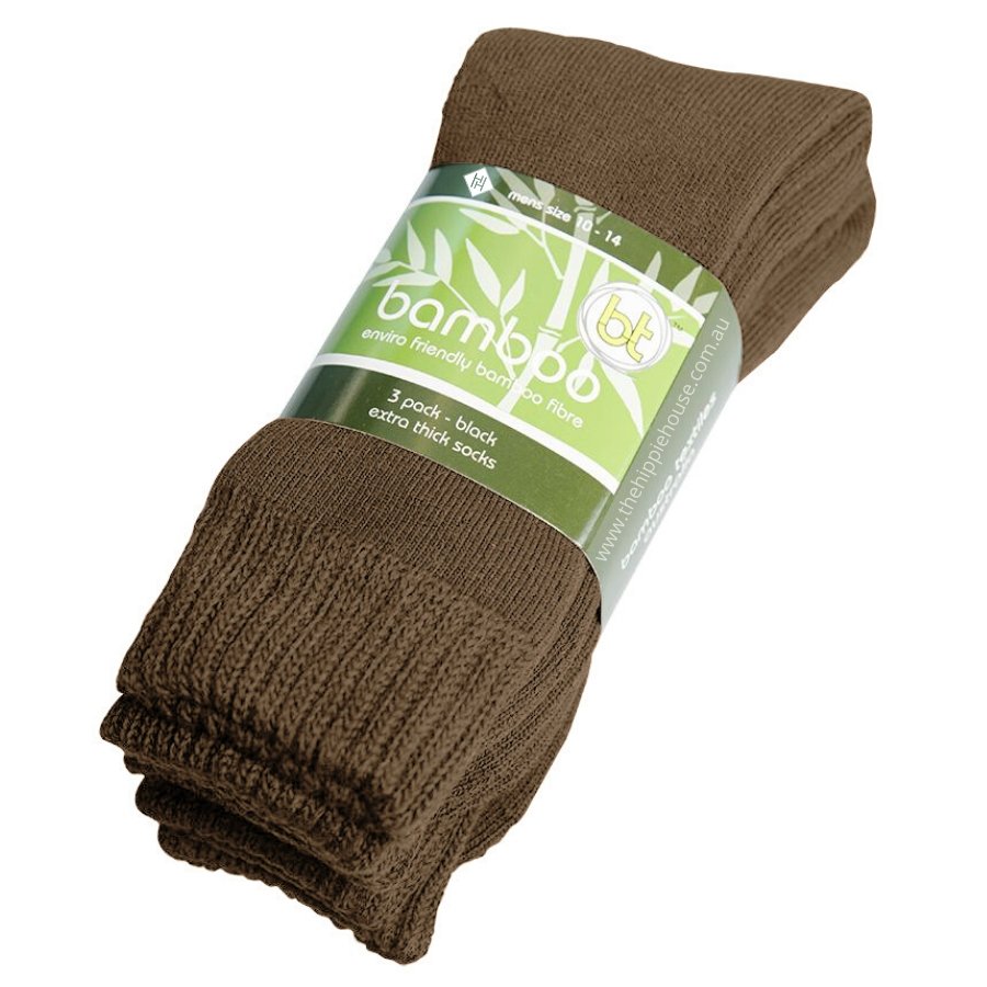 Extra Thick Brown Bamboo Socks - 3 Pack